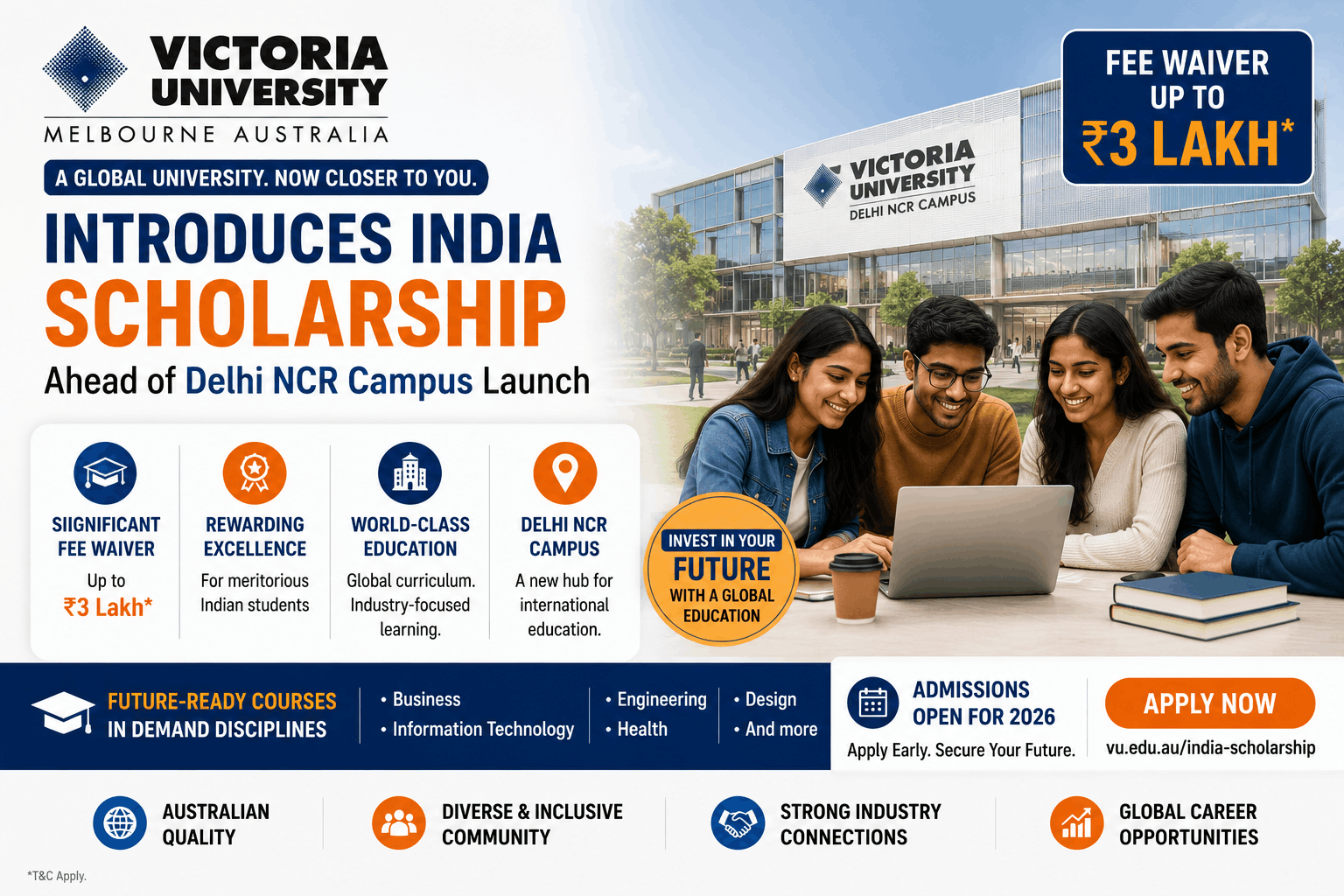 Victoria University Introduces India Scholarship Ahead of Delhi NCR Campus Launch with Fee Waiver up to Rs 3 Lakh