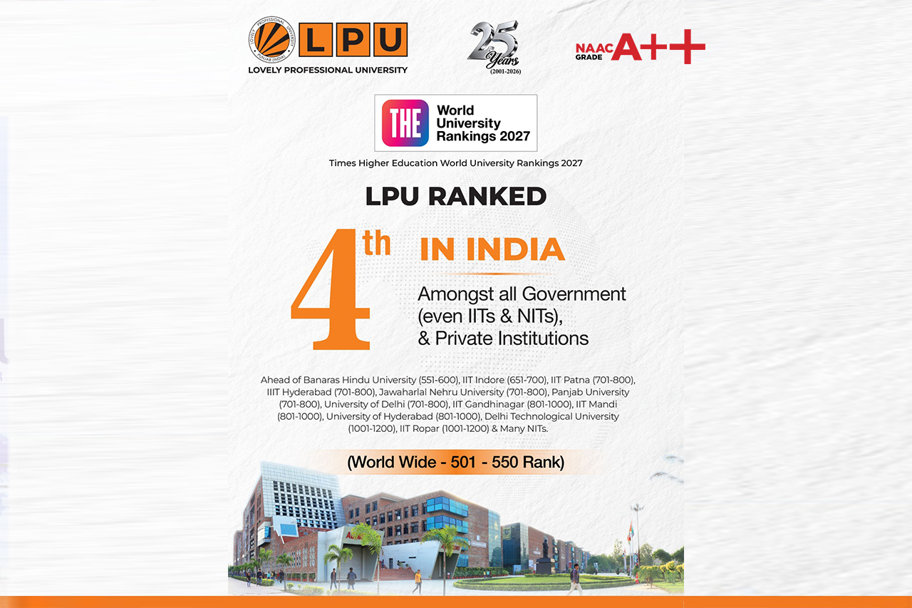 LPU Rises to 4th in India in THE World University Rankings 2027