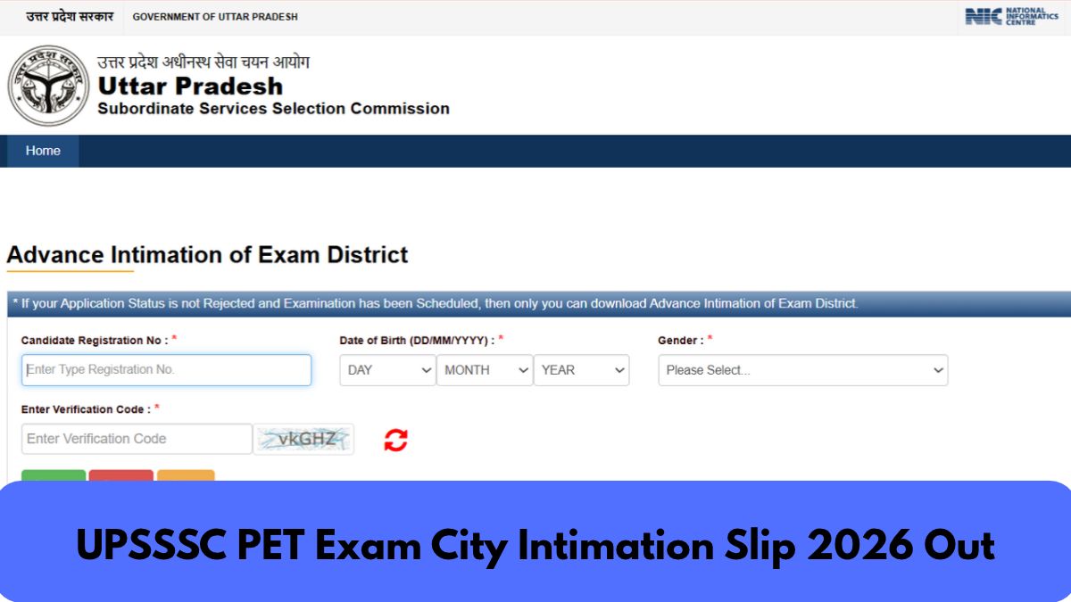 UPSSSC PET Exam City Slip 2026 Released: Check Exam City Details