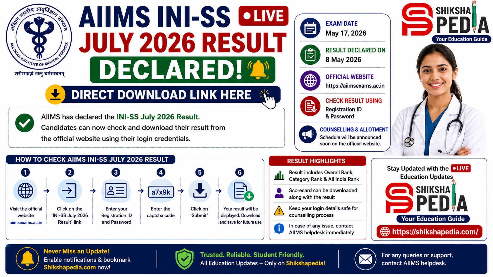 AIIMS INI-SS July 2026 Result Declared: Direct Download Link Here