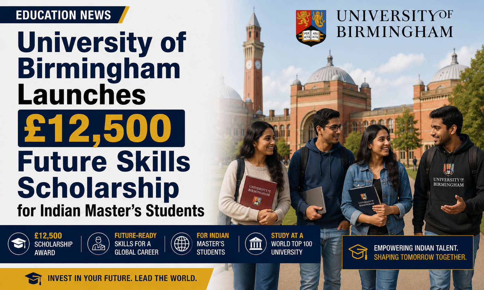 University of Birmingham Launches £12,500 Future Skills Scholarship for Indian Master’s Students